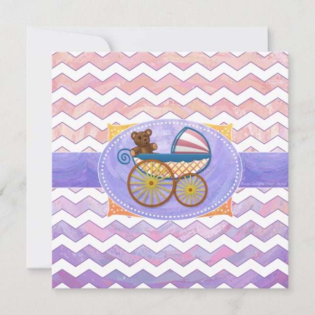 Convite Coisas de bebê rosa e fedorento (Frente)