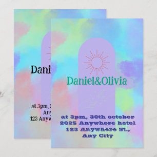 Convite Coisas de Casamento Suave Roxo Profundo