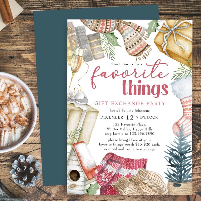 Convite Coisas Favoritas Festa de Bolsa de Natal (Favorite Things Gift Exchange Party)