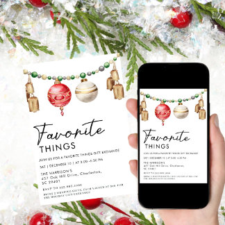 Convite Coisas favoritas simples e minimalistas em preto e