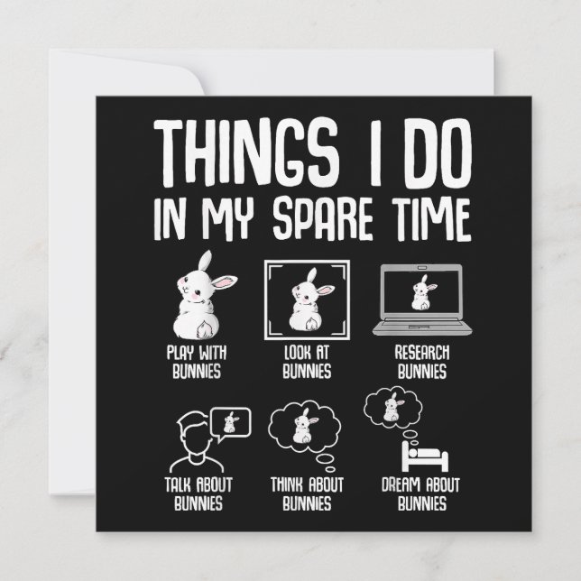 Convite Coisas Que Eu Faço No Meu Coelho Coelho Coelhinho  (Frente)