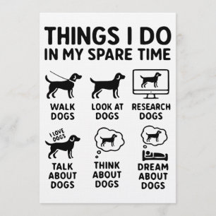 Convite Coisas que Faço no Meu Tempo Livre Cachorros Engra