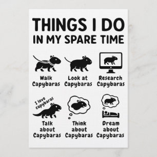 Convite Coisas que Faço no Meu Tempo Livre Capivara Pet En