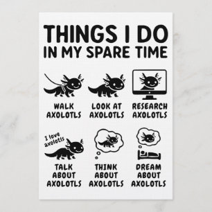 Convite Coisas que Faço no Meu Tempo Livre Hobby Axolote