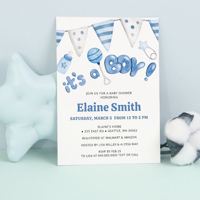 Convite Coisinhas bonitas É um Chá de fraldas (Cute Little Things Its a Boy Baby Shower Invitation)