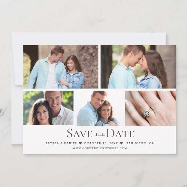 Convite Colagem Branca Moderna Colagem Branca Multicasamen (Frente)