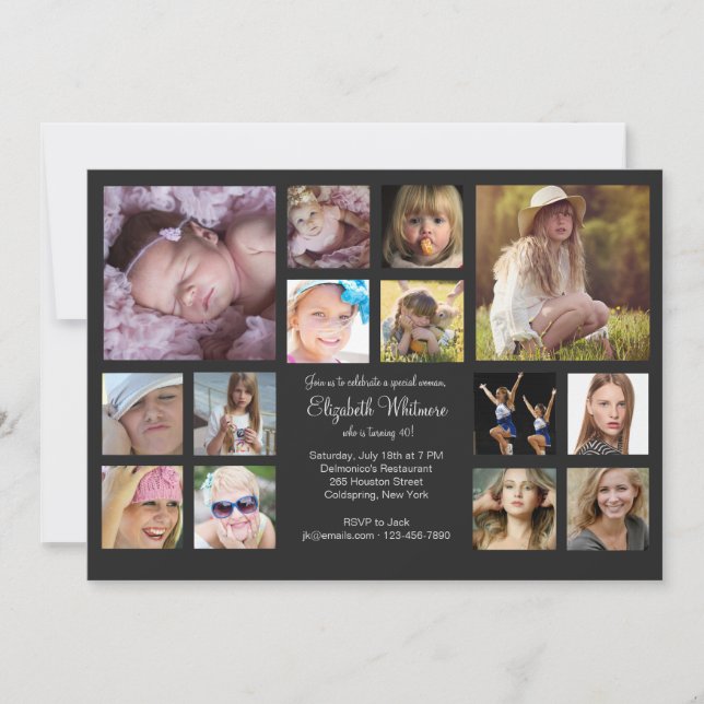 Convite Colagem de 14 fotos (Frente)