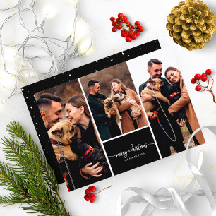 Convite Colagem de 3 Fotos Natal Alegre com Estilo Preto
