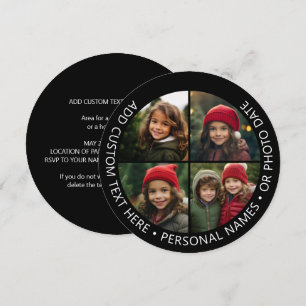 Convite Colagem de 4 Fotos com Texto Personalizado em Curv