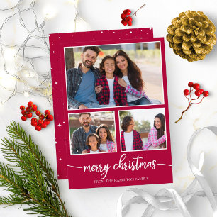 Convite Colagem de 4 Fotos Cute Script Natal Feliz