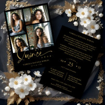 Colagem de 4 Fotos de Quinceañera Tendência Preta 