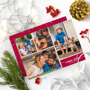 Convite Colagem de 4 Fotos Desejos Quentes Natal Simples