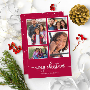 Convite Colagem de 4 Fotos Monograma Feliz Natal Férias