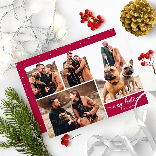 Convite Colagem de 5 Fotos Simples Natal Alegre com Estilo (Criador carregado)