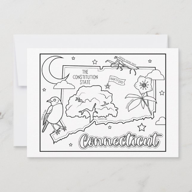 Convite colagem de colorir connecticut (Frente)