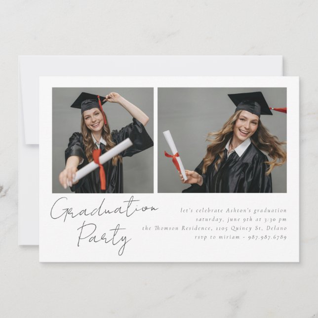 Convite Colagem de duas fotos, design moderno (Frente)