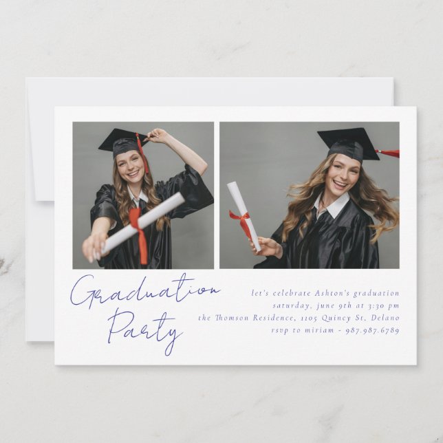 Convite Colagem de duas fotos, design moderno (Frente)
