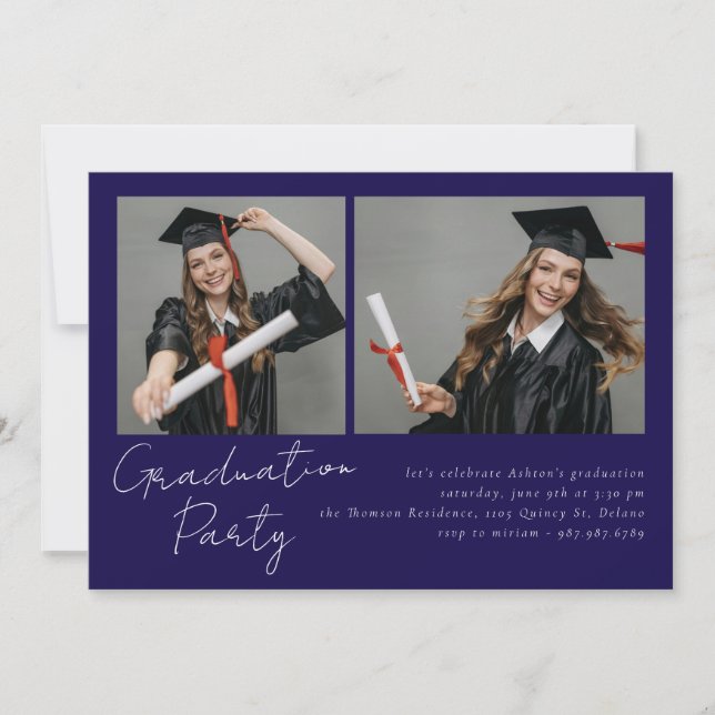 Convite Colagem de duas fotos, design moderno (Frente)