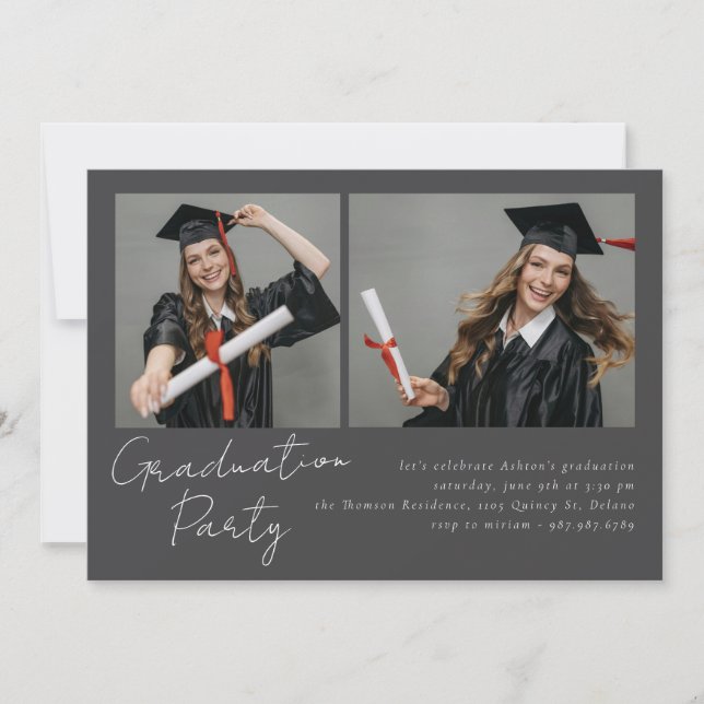 Convite Colagem de duas fotos, design moderno (Frente)