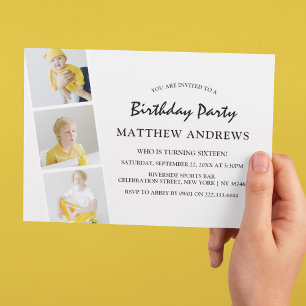 Convite Colagem de Faixa de Foto Moderna   Qualquer Idade 