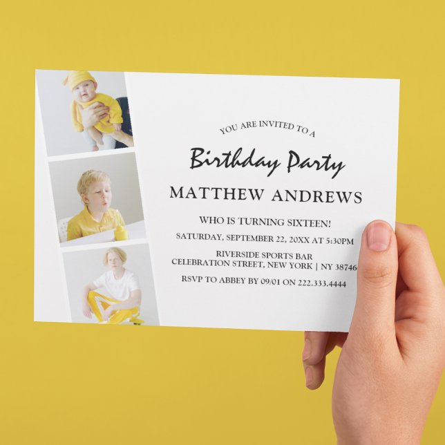 Convite Colagem de Faixa de Foto Moderna | Qualquer Idade  (Criador carregado)