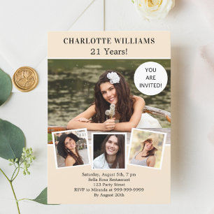 Convite Colagem de festas de aniversário de marfim de marf