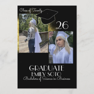 Convite Colagem de Formatura 2026 Script Dourado Preto