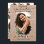 Convite Colagem de Foto Halo Dourada e brilhante Doce 16<br><div class="desc">Este bonito e giro convite de colagem de 16 fotos de festa de aniversário é perfeito para a moça da moda e na moda. Ele apresenta um halo de pincelada brilhante esmaecido de ouro falso impresso em cima de uma foto de grande recurso e uma elegante tipografia cursiva escrita à...</div>