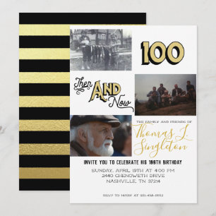 Convite Colagem de Fotografias & Agora   100º aniversário