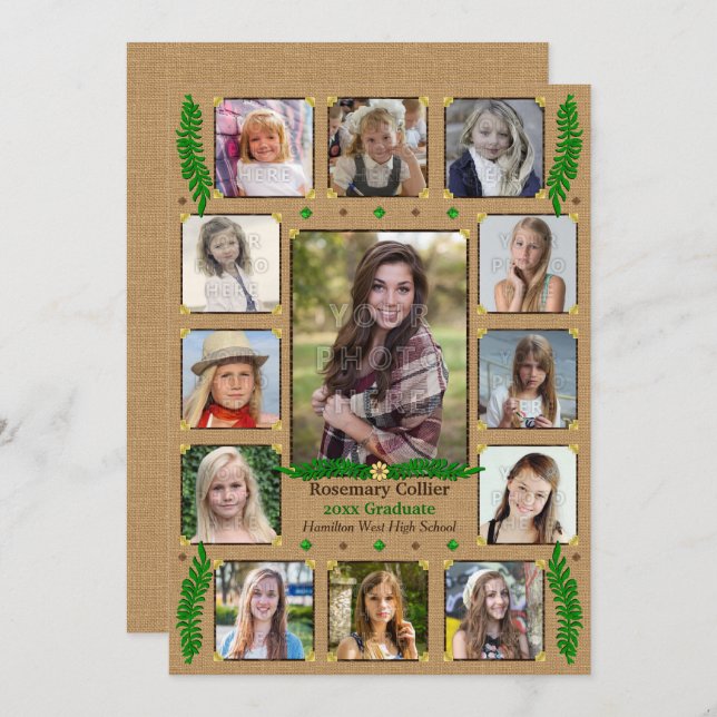 Convite Colagem de Fotografias Rústicas de Festa de format (Frente/Verso)