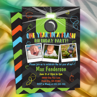 Convite Colagem de Fotografias Um Ano num Flash Primeiro A