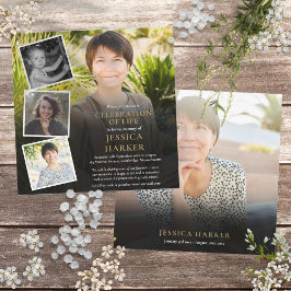 Convite Colagem de Fotos Celebração de Vida Funeral Modern