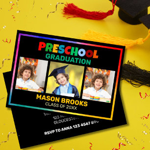 CONVITE COLAGEM DE FOTOS COLORIDAS DE GRADUADOS DE PRÉ-ESC