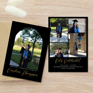 Convite Colagem de Fotos com Arco de Graduação em Script P