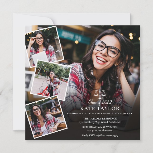 Convite Colagem de Fotos da Faculdade de Direito Quadrado  (Frente)