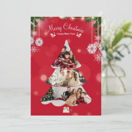 Convite Colagem de Fotos de Árvore de Natal Criativa Verme