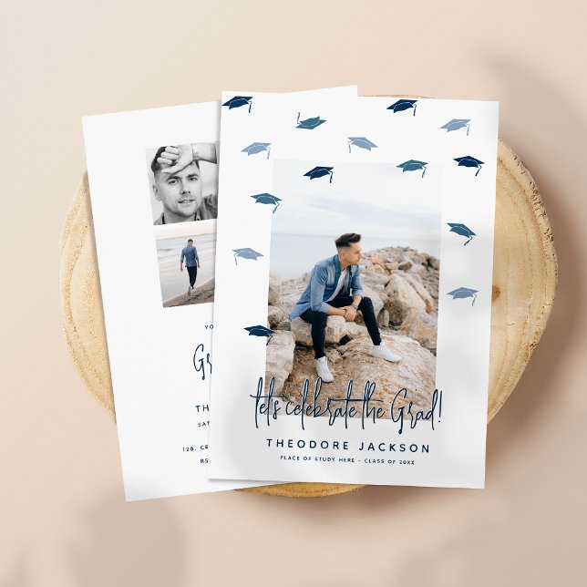 Convite Colagem de Fotos de Boinas de Mortar em Cascata Gr (Criador carregado)