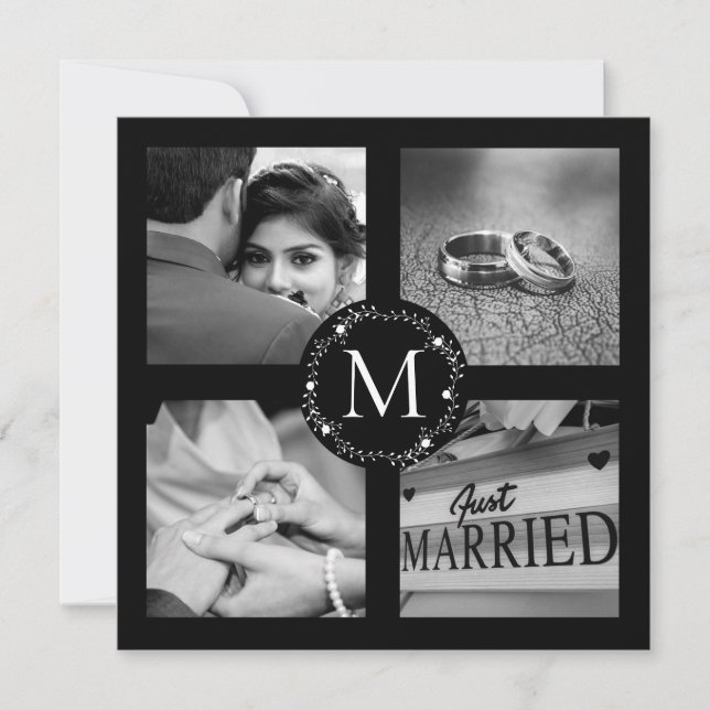 Convite Colagem de Fotos de Casamento com Agradecimento Pe (Frente)