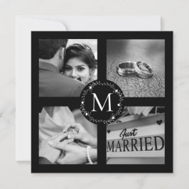 Convite Colagem de Fotos de Casamento com Monograma Agrade