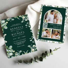 Convite Colagem de Fotos de Eucalipto Código QR Casamento 