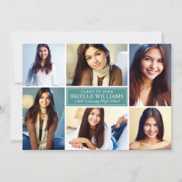 Convite Colagem de Fotos de Festa de formatura Verde Elega