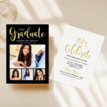Colagem de Fotos de Formatura em Script Dourado Fe
