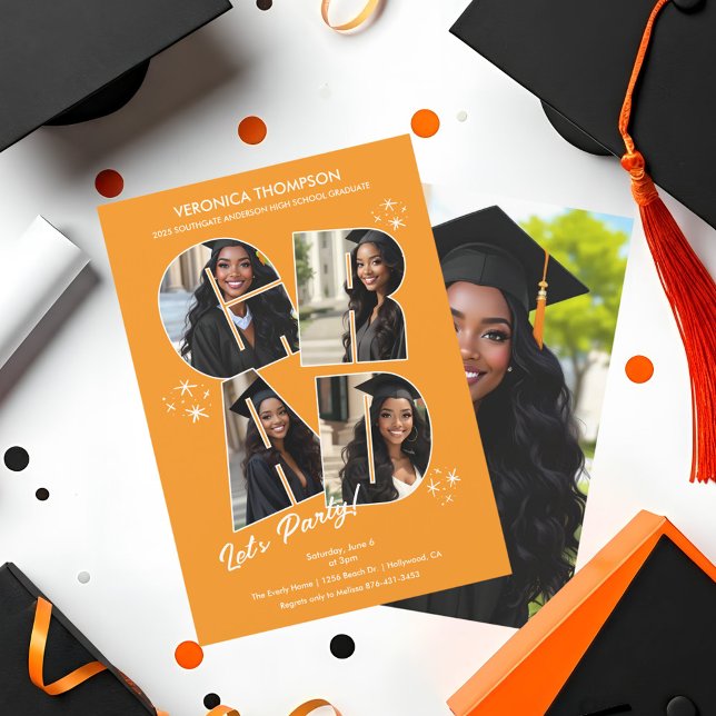Convite Colagem de Fotos de Formatura Festa de Formatura (GRAD Collage Party Invitation)