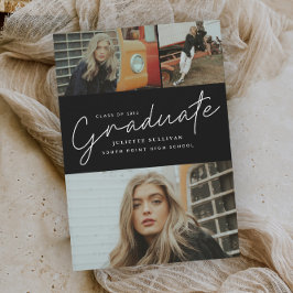 Convite Colagem de Fotos de Graduação com Letra Moderna