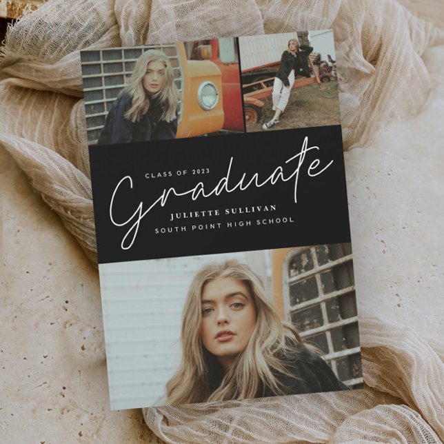 Convite Colagem de Fotos de Graduação com Letra Moderna (Criador carregado)