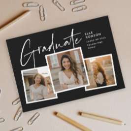 Convite Colagem de Fotos de Graduação com Letra Moderna Fo