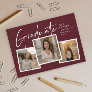 Convite Colagem de Fotos de Graduação com Letra Moderna Fo