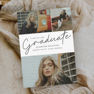 Convite Colagem de Fotos de Graduação com Script Moderno 3