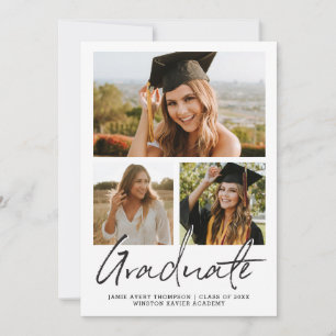 Convite Colagem de fotos de graduado moderno e casual com