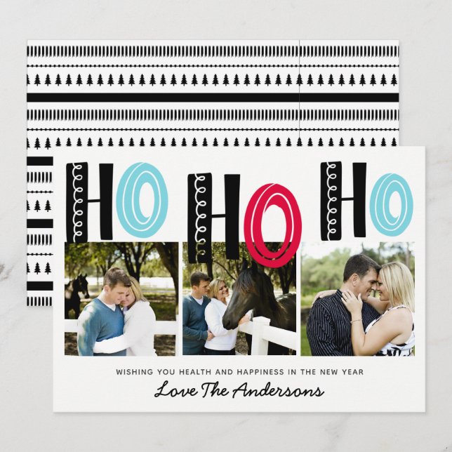 Convite Colagem de Fotos de Natal com Letras Escandinavas (Frente/Verso)